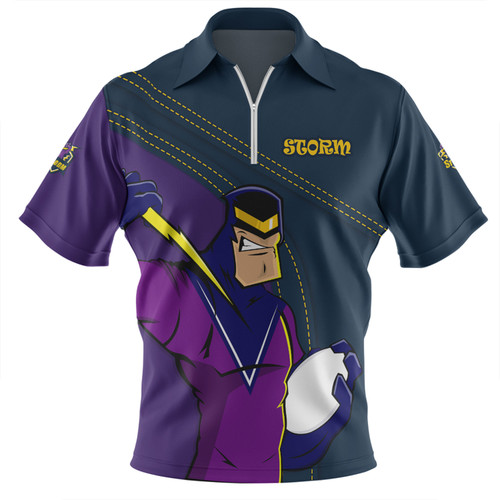 Melbourne Storm Zip Polo Shirt Custom Team Of Us Die Hard Fan Supporters