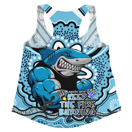Cronulla-Sutherland Sharks Women Racerback Singlet Aboriginal Inspired Naidoc Week Custom For Die Hard Fan Supporters