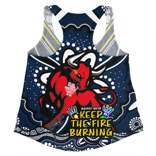 North Queensland Cowboys Women Racerback Singlet Aboriginal Inspired Naidoc Week Custom For Die Hard Fan Supporters