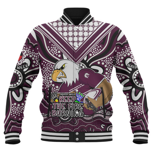 Manly Warringah Sea Eagles Baseball Jacket Aboriginal Inspired Naidoc Week Custom For Die Hard Fan Supporters