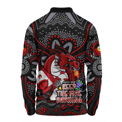 St. George Illawarra Dragons Long Sleeve Polo Shirt Aboriginal Inspired Naidoc Week Custom For Die Hard Fan Supporters St. George Illawarra Dragons Long Sleeve Polo Shirt Aboriginal Inspired Naidoc Week Custom For Die Hard Fan Supporters