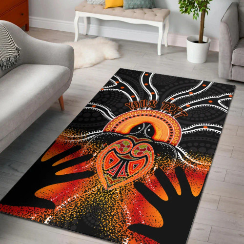 [Custom] Australia Aboriginal Area Rug - Indigenous Turtle Hand Art