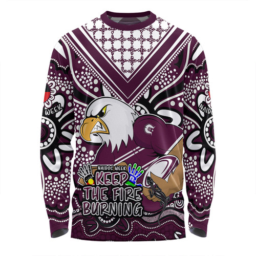 Manly Warringah Sea Eagles Long Sleeve T-shirt Aboriginal Inspired Naidoc Week Custom For Die Hard Fan Supporters
