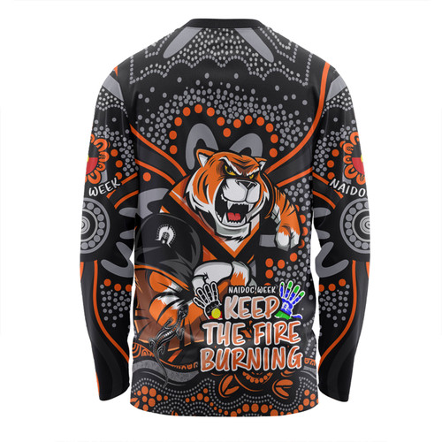 Wests Tigers Long Sleeve T-shirt Aboriginal Inspired Naidoc Week Custom For Die Hard Fan Supporters Wests Tigers Long Sleeve T-shirt Aboriginal Inspired Naidoc Week Custom For Die Hard Fan Supporters