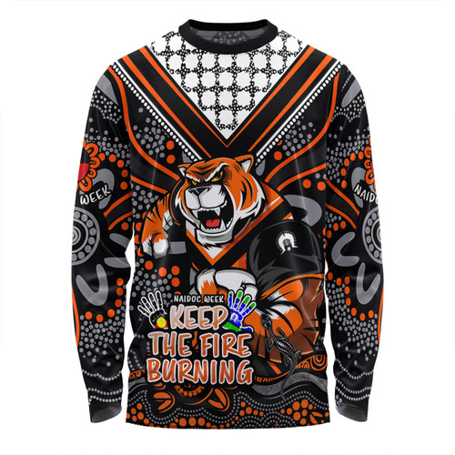 Wests Tigers Long Sleeve T-shirt Aboriginal Inspired Naidoc Week Custom For Die Hard Fan Supporters