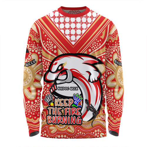 Redcliffe Dolphins Long Sleeve T-shirt Aboriginal Inspired Naidoc Week Custom For Die Hard Fan Supporters