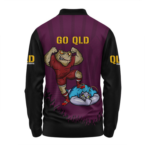 Queensland Maroons Long Sleeve Polo Shirt Custom State Of Origin 2024 Go Mighty QLD Maroons For Die Hard Fan Supporters Queensland Maroons Long Sleeve Polo Shirt Custom State Of Origin 2024 Go Mighty QLD Maroons For Die Hard Fan Supporters