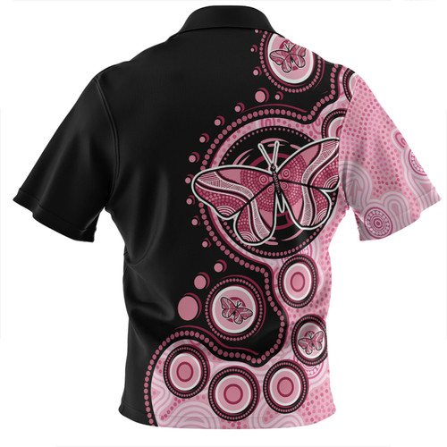 Australia Zip Polo Shirt Indigenous Butterfly Aboriginal Dot Arts Australia Zip Polo Shirt Indigenous Butterfly Aboriginal Dot Arts