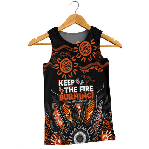 Australia Men Singlet Naidoc Week 2024 Indigenous Keep The Fire Burning Aboriginal Gum Leaf Painting