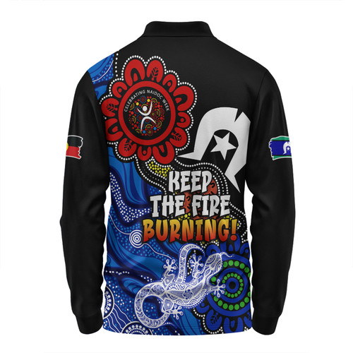 Australia Long Sleeve Polo Shirt Naidoc Week 2024 Indigenous Keep The Fire Burning Aboriginal Dot Art Painting Australia Long Sleeve Polo Shirt Naidoc Week 2024 Indigenous Keep The Fire Burning Aboriginal Dot Art Painting