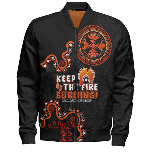 Australia Bomber Jacket Naidoc Week 2024 Keep The Fire Burning Aboriginal Dot Art Inspired