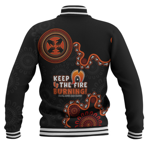 Australia Baseball Jacket Naidoc Week 2024 Keep The Fire Burning Aboriginal Dot Art Inspired