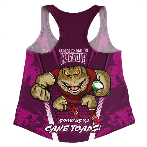 Queensland Maroons Women Racerback Singlet Custom State Of Origin 2024 Show Us Ya Cane Toads!