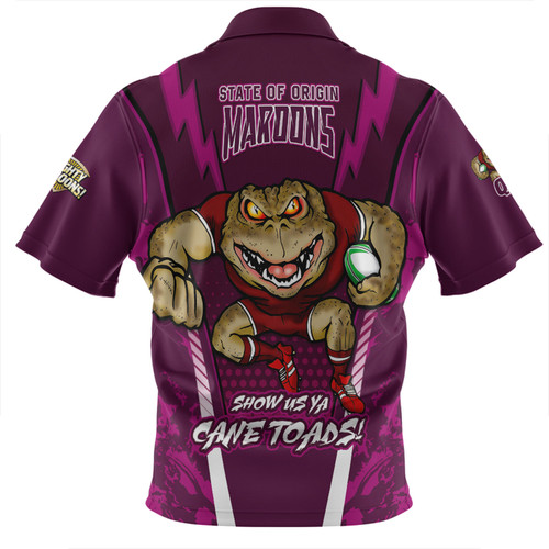 Queensland Maroons Zip Polo Shirt Custom State Of Origin 2024 Show Us Ya Cane Toads! Queensland Maroons Zip Polo Shirt Custom State Of Origin 2024 Show Us Ya Cane Toads!