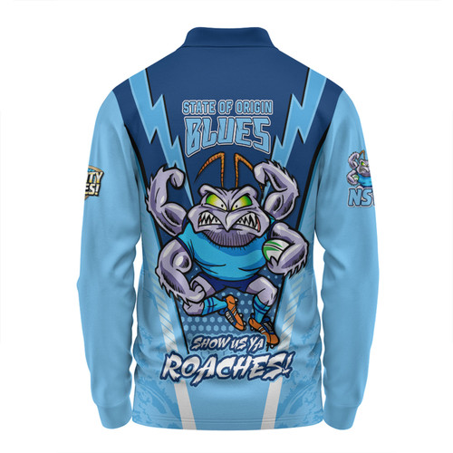 New South Wales Blues Long Sleeve Polo Shirt Custom State Of Origin 2024 Show Us Ya Roaches! New South Wales Blues Long Sleeve Polo Shirt Custom State Of Origin 2024 Show Us Ya Roaches!