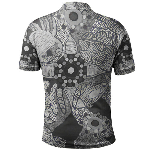 (Dunghutti) Custom Australia Polo Shirt  Aboriginal Dot Painting Black (Dunghutti) Custom Australia Polo Shirt  Aboriginal Dot Painting Black