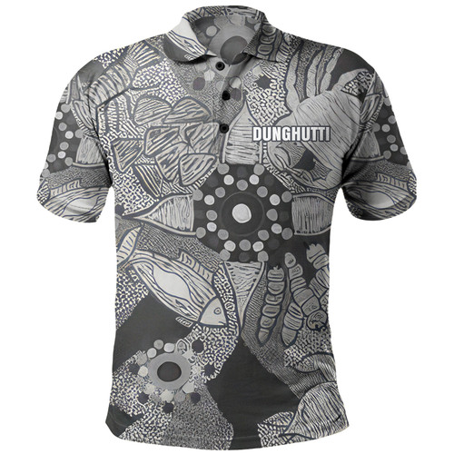 (Dunghutti) Custom Australia Polo Shirt  Aboriginal Dot Painting Black