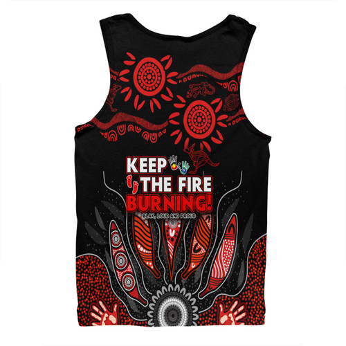 Australia Men Singlet Naidoc Week 2024 Indigenous Keep The Fire Burning Aboriginal Gum Leaf Painting Red Australia Men Singlet Naidoc Week 2024 Indigenous Keep The Fire Burning Aboriginal Gum Leaf Painting Red