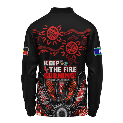 Australia Long Sleeve Polo Shirt Naidoc Week 2024 Indigenous Keep The Fire Burning Aboriginal Gum Leaf Painting Red Australia Long Sleeve Polo Shirt Naidoc Week 2024 Indigenous Keep The Fire Burning Aboriginal Gum Leaf Painting Red