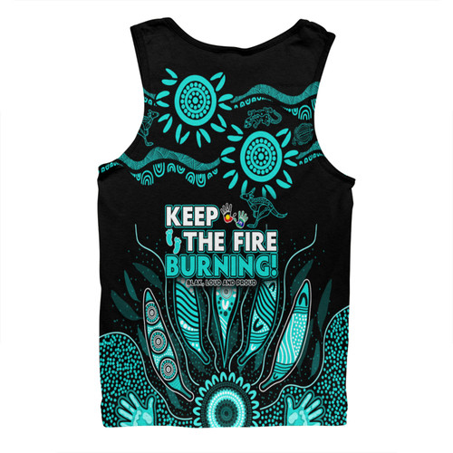 Australia Men Singlet Naidoc Week 2024 Indigenous Keep The Fire Burning Aboriginal Gum Leaf Painting Turquoise Australia Men Singlet Naidoc Week 2024 Indigenous Keep The Fire Burning Aboriginal Gum Leaf Painting Turquoise