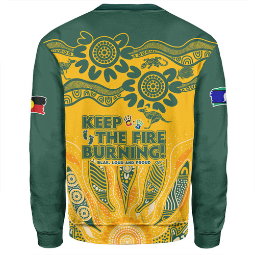 Australia Sweatshirt Naidoc Week 2024 Indigenous Keep The Fire Burning Aboriginal Gum Leaf Painting Green Australia Sweatshirt Naidoc Week 2024 Indigenous Keep The Fire Burning Aboriginal Gum Leaf Painting Green