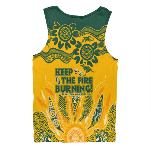 Australia Men Singlet Naidoc Week 2024 Indigenous Keep The Fire Burning Aboriginal Gum Leaf Painting Green Australia Men Singlet Naidoc Week 2024 Indigenous Keep The Fire Burning Aboriginal Gum Leaf Painting Green