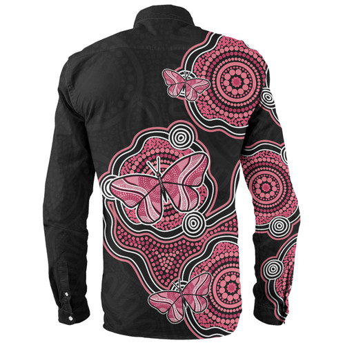 Australia Long Sleeve Shirt Aboriginal Butterfly Dot Art Inspired