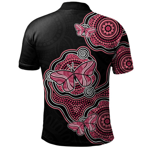 Australia Polo Shirt Aboriginal Butterfly Dot Art Inspired