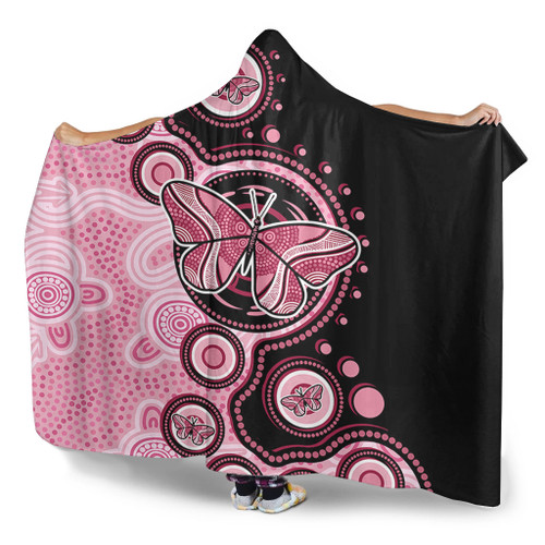 Australia Hooded Blanket Indigenous Butterfly Aboriginal Dot Arts