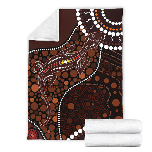 Australia Blanket Aboriginal Inspired Lizard With Dot Painting Pattern