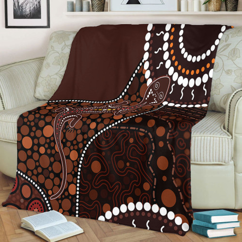 Australia Blanket Aboriginal Inspired Lizard With Dot Painting Pattern