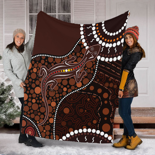 Australia Blanket Aboriginal Inspired Lizard With Dot Painting Pattern