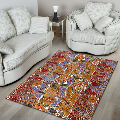 Australia Area Rug - Aboriginal Patterns Rug Australian Animals