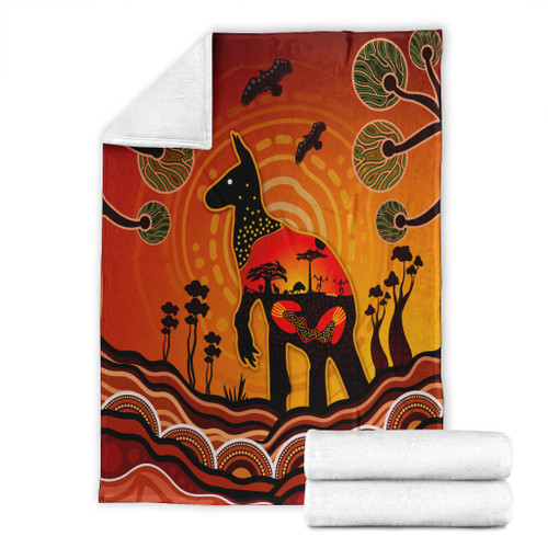 Australia Blanket Aboriginal Indigenous Kangaroo With Dot Painting Pattern Australia Blanket Aboriginal Indigenous Kangaroo With Dot Painting Pattern