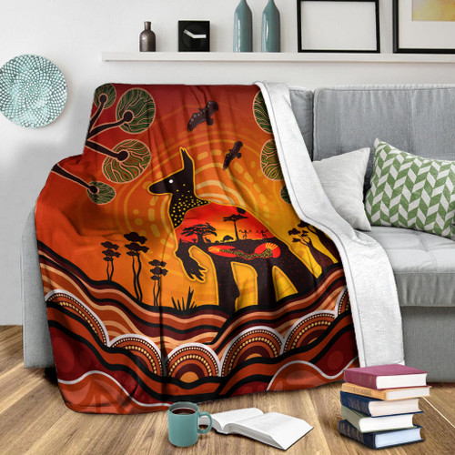 Australia Blanket Aboriginal Indigenous Kangaroo With Dot Painting Pattern Australia Blanket Aboriginal Indigenous Kangaroo With Dot Painting Pattern
