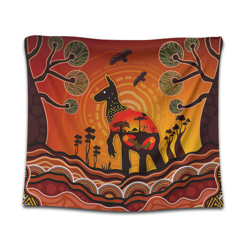 Australia Tapestry Aboriginal Indigenous Kangaroo With Dot Painting Pattern Australia Tapestry Aboriginal Indigenous Kangaroo With Dot Painting Pattern