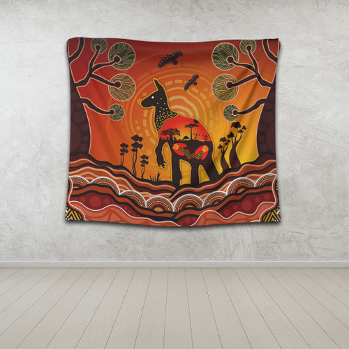 Australia Tapestry Aboriginal Indigenous Kangaroo With Dot Painting Pattern Australia Tapestry Aboriginal Indigenous Kangaroo With Dot Painting Pattern