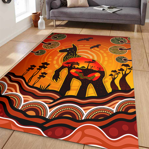 Australia Area Rug Aboriginal Indigenous Kangaroo With Dot Painting Pattern Australia Area Rug Aboriginal Indigenous Kangaroo With Dot Painting Pattern