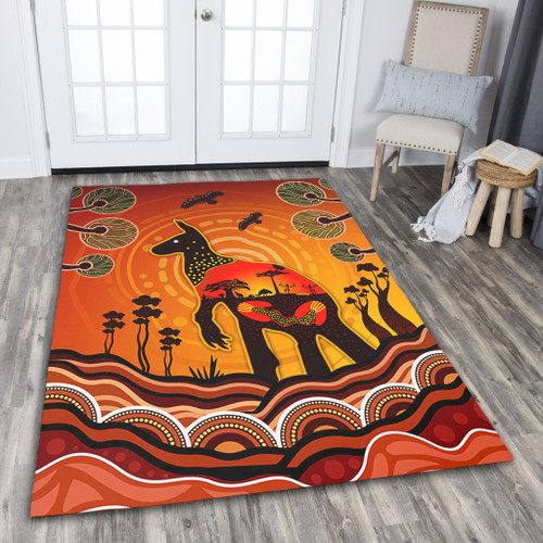 Australia Area Rug Aboriginal Indigenous Kangaroo With Dot Painting Pattern Australia Area Rug Aboriginal Indigenous Kangaroo With Dot Painting Pattern