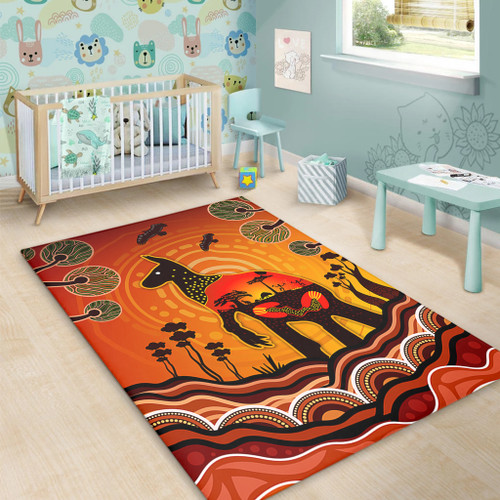 Australia Area Rug Aboriginal Indigenous Kangaroo With Dot Painting Pattern Australia Area Rug Aboriginal Indigenous Kangaroo With Dot Painting Pattern