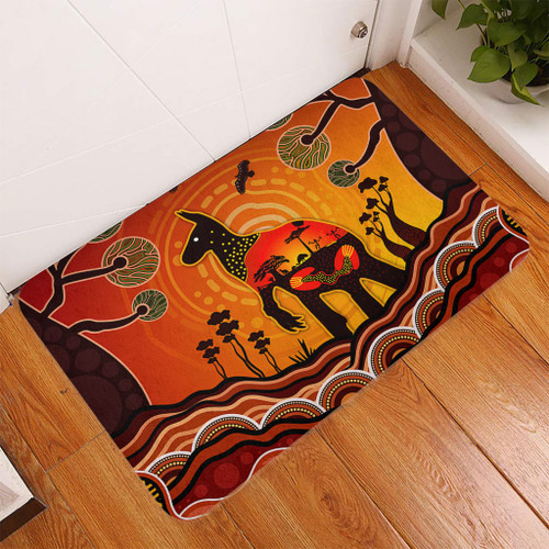 Australia Doormat Aboriginal Indigenous Kangaroo With Dot Painting Pattern Australia Doormat Aboriginal Indigenous Kangaroo With Dot Painting Pattern