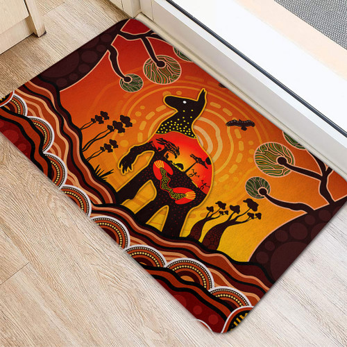 Australia Doormat Aboriginal Indigenous Kangaroo With Dot Painting Pattern Australia Doormat Aboriginal Indigenous Kangaroo With Dot Painting Pattern