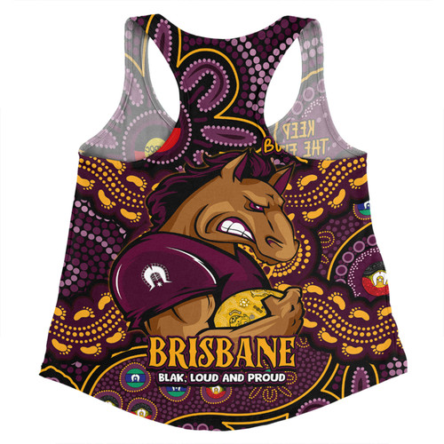 Brisbane Broncos Women Racerback Singlet Custom Naidoc Week 2024 Aboriginal Pattern And Torres Strait Islander Inspired
