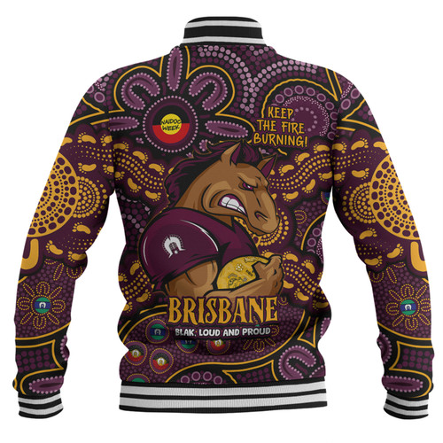 Brisbane Broncos Baseball Jacket Custom Naidoc Week 2024 Aboriginal Pattern And Torres Strait Islander Inspired