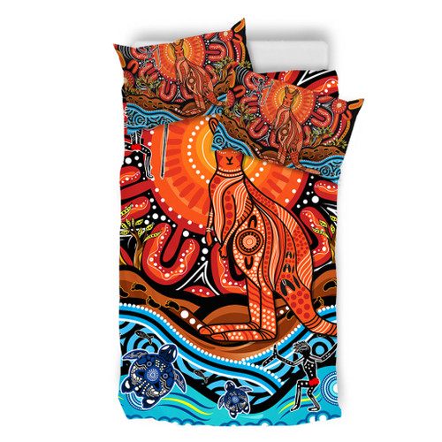 Australia Bedding Set Aboriginal Inspired Kangaroo Dreaming Dot Painting Pattern Australia Bedding Set Aboriginal Inspired Kangaroo Dreaming Dot Painting Pattern