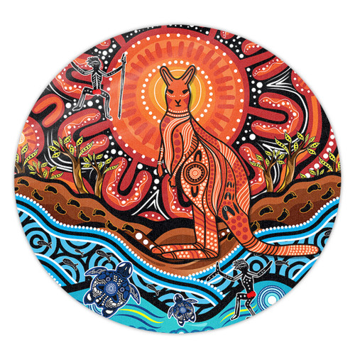 Australia Round Rug Aboriginal Inspired Kangaroo Dreaming Dot Painting Pattern Australia Round Rug Aboriginal Inspired Kangaroo Dreaming Dot Painting Pattern