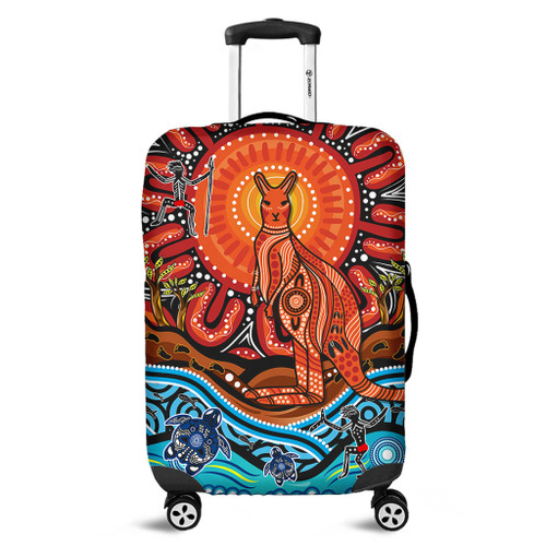 Australia Luggage Cover Aboriginal Inspired Kangaroo Dreaming Dot Painting Pattern Australia Luggage Cover Aboriginal Inspired Kangaroo Dreaming Dot Painting Pattern