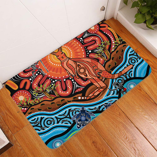Australia Doormat Aboriginal Inspired Kangaroo Dreaming Dot Painting Pattern Australia Doormat Aboriginal Inspired Kangaroo Dreaming Dot Painting Pattern