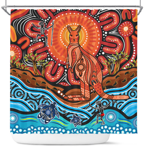 Australia Shower Curtain Aboriginal Inspired Kangaroo Dreaming Dot Painting Pattern Australia Shower Curtain Aboriginal Inspired Kangaroo Dreaming Dot Painting Pattern