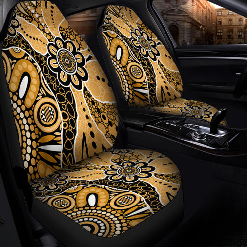 Australia Car Seat Cover Aboriginal Design Art Color Yellow